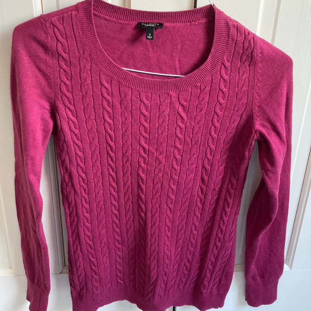 Cranberry Longsleeve Cable Sweater - Talbots